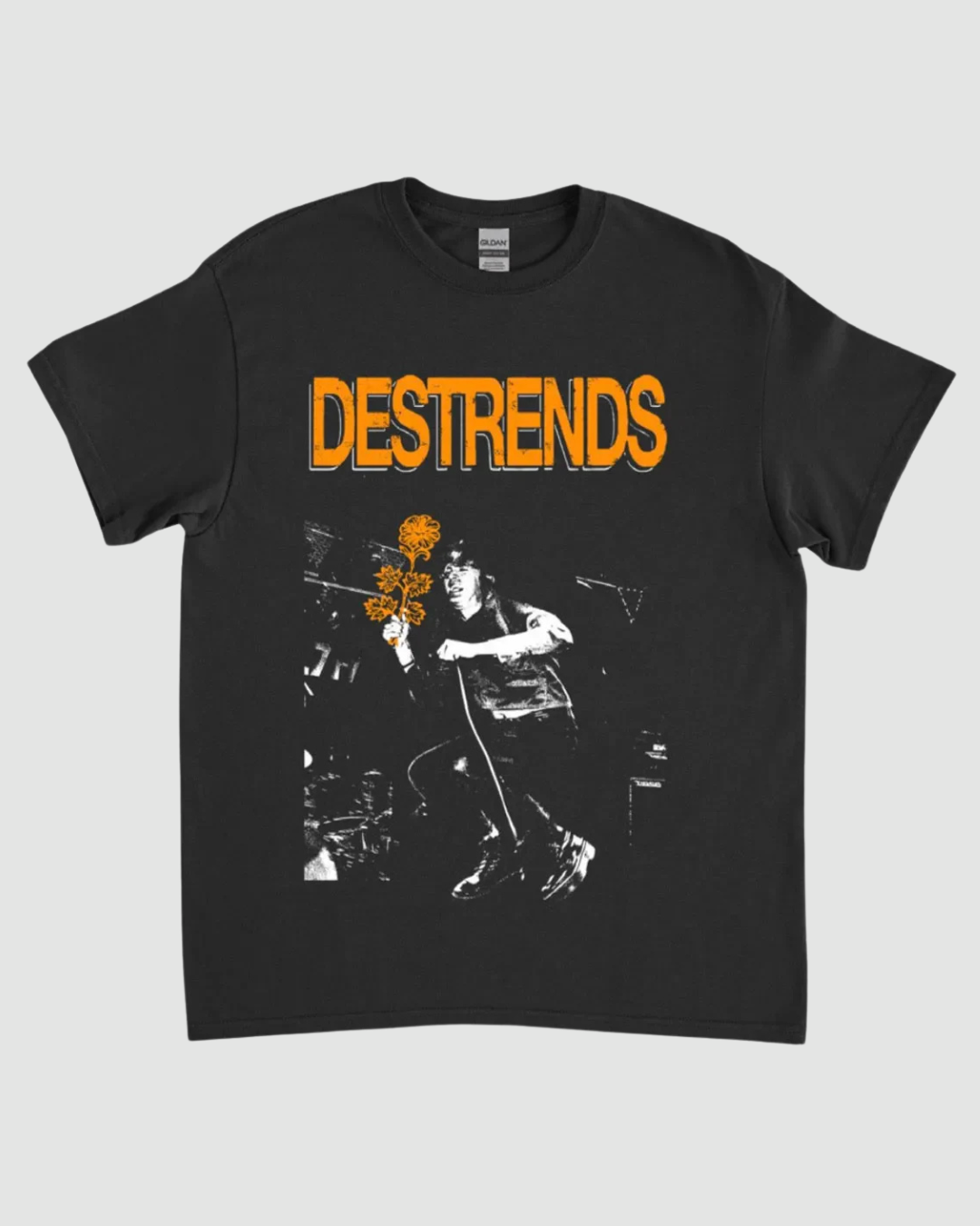 Live Flower Tee - Black & Orange